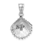 14K White Gold Textured Scallop Shell Charm - Image 3