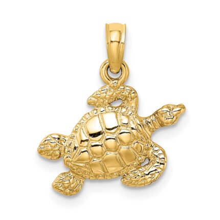 14K Textured Sea Turtle Charm