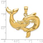 14K Polished Two Dolphins Together Charm - Image 3