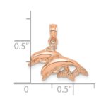 14K Rose Gold Polished Double Dolphins Jumping Left Charm - Image 3
