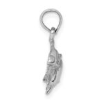 14K White Gold Polished Double Dolphins Jumping Left Charm - Image 2