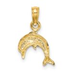 14K Textured Mini Dolphin Jumping Charm - Image 4