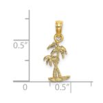 14K Texture Mini Double Palm Trees Charm - Image 3