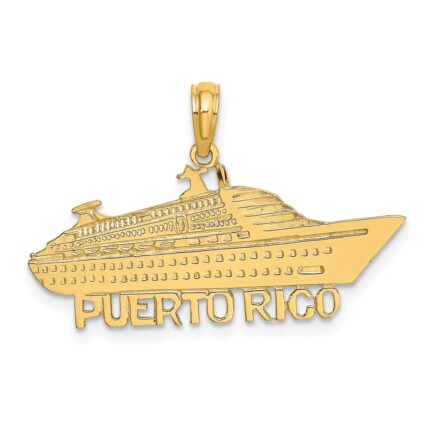 14K Polished PUERTO RICO Cruise Ship Charm