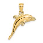 14K 3-D Polished and Textured Jumping Dolphin Charm - Image 4