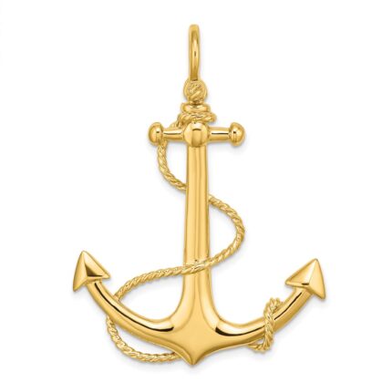 14K 3-D Large Anchor with Rope Charm