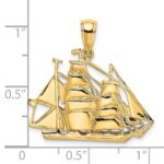 14K 2-D Polished Sailing Ship Charm - Image 3