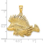 14K 2-D Polished and Textured Lion Fish Charm - Image 3