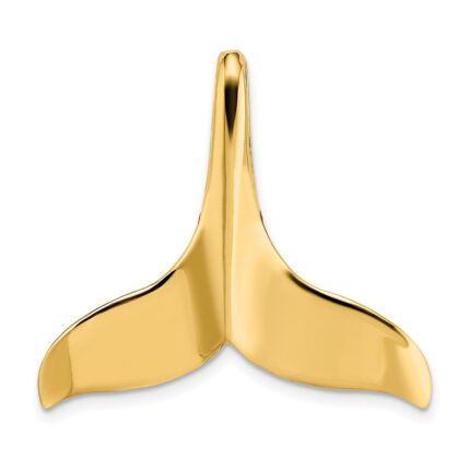 14K Large 3-D Polished with Hidden Bail Whale Tail Omega Slide