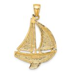 14K 2-D Polished Sailboat Charm - Image 4