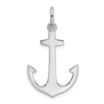 14K White Gold Polished 3-D Anchor Charm