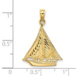 14K Polished and Textured Sailboat Charm - Image 3