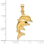 14K 2-D Polished Double Dolphins Charm - Image 3