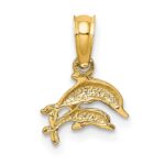 14K 2-D Mini Double Dolphins Swimming Charm - Image 4