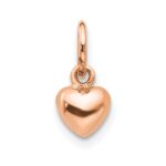 14K Rose Polished 3-D Puffed Heart Charm