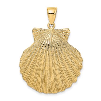 14K Large Textured Scallop Shell Charm