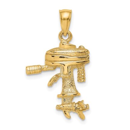 14K 3-D Boat Engine with Moveable Propeller Charm