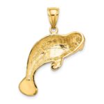 14K 2-D Polished Swimming Manatee Charm - Image 4