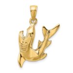 14K 2-D Polished Fighting Shark Charm
