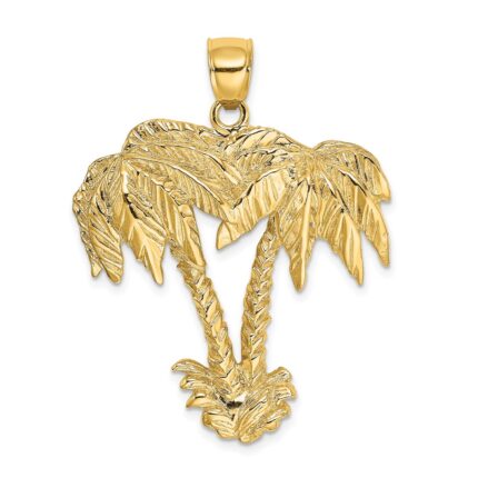14K Large 2-D Double Palm Trees Charm