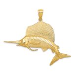 14K Large 3-D Polished and Satin Sailfish Charm - Image 4