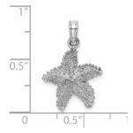 14K White Gold Beaded Textured Starfish Charm - Image 3