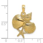 14K Textured Shell Cluster and Starfish Charm - Image 3