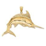 14K Large 2-D Polished and Satin Blue Marlin Charm - Image 4