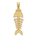 14K 3-D Polished and Textured Fishbone Charm - Image 4