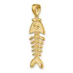 14K 3-D Polished and Textured Fishbone Charm - Image 5