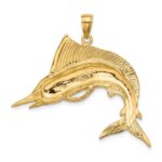 14K 2-D Polished and Satin Striped Marlin Charm - Image 4