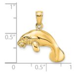 14K 3-D Polished Swimming Manatee Charm - Image 3