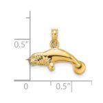 14K 3-D Polished Swimming Manatee Charm - Image 3