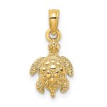 14K Textured Sea Turtle Charm