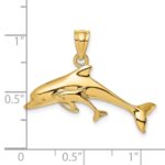 14K Polished Dolphin  and Baby Charm - Image 3