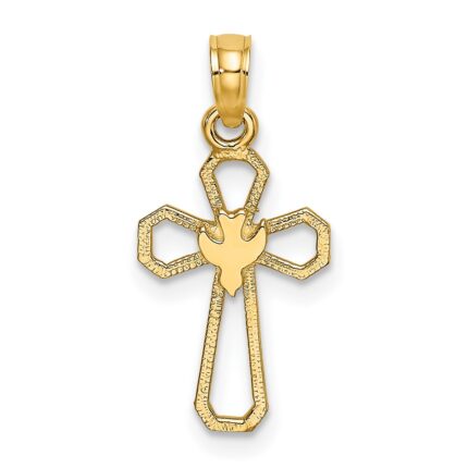 14K Cut-Out Cross with Dove Charm
