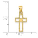 14K Cut-Out Cross with Heart Charm - Image 3