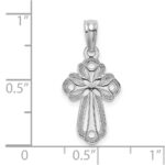 14K White Gold Cut-Out Polished and Textured Cross Charm - Image 4