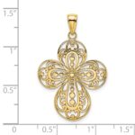 14K Cut-Out with Rounded Tips Filigree Cross Charm - Image 3