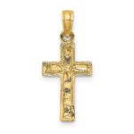 14K 2-D Polished Textured Cross Charm - Image 4
