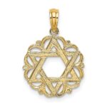 14K Star Of David In Scalloped Circle Charm