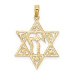 14K Textured Star Of David with Chai Charm - Image 4