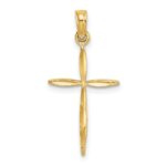 14K Diamond-cut with Tapered Ends Cross Charm
