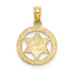 14K Textured Star Of David In Circle Charm - Image 4