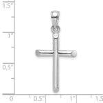 14K White Gold Polished Cylinder Cross Charm - Image 3