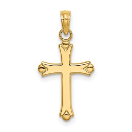 14K 2-D  Polished Cross Charm