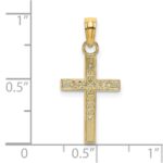 14K Textured Center Block Cross Charm - Image 3