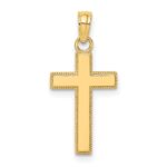 14K Polished Block Style Beaded Edge Cross Charm