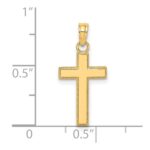 14K Polished Block Style Beaded Edge Cross Charm - Image 3