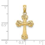 14K Cross with Scroll Tips and Button Center Charm - Image 3